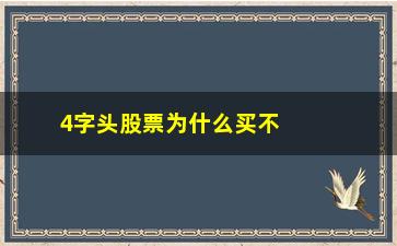 “4字头股票为什么买不了(为什么3字头的